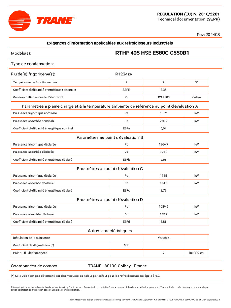 RTHF 405 Hse E580c C550B1 | PDF