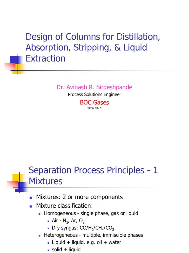 Design of Columns For Distillation Absorption Stripping | PDF ...