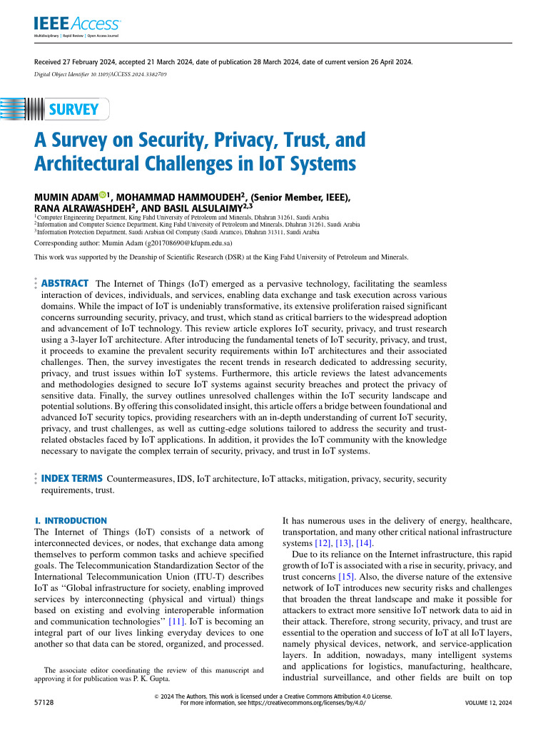 A Survey On Security Privacy Trust and Architectural Challenges in IoT ...