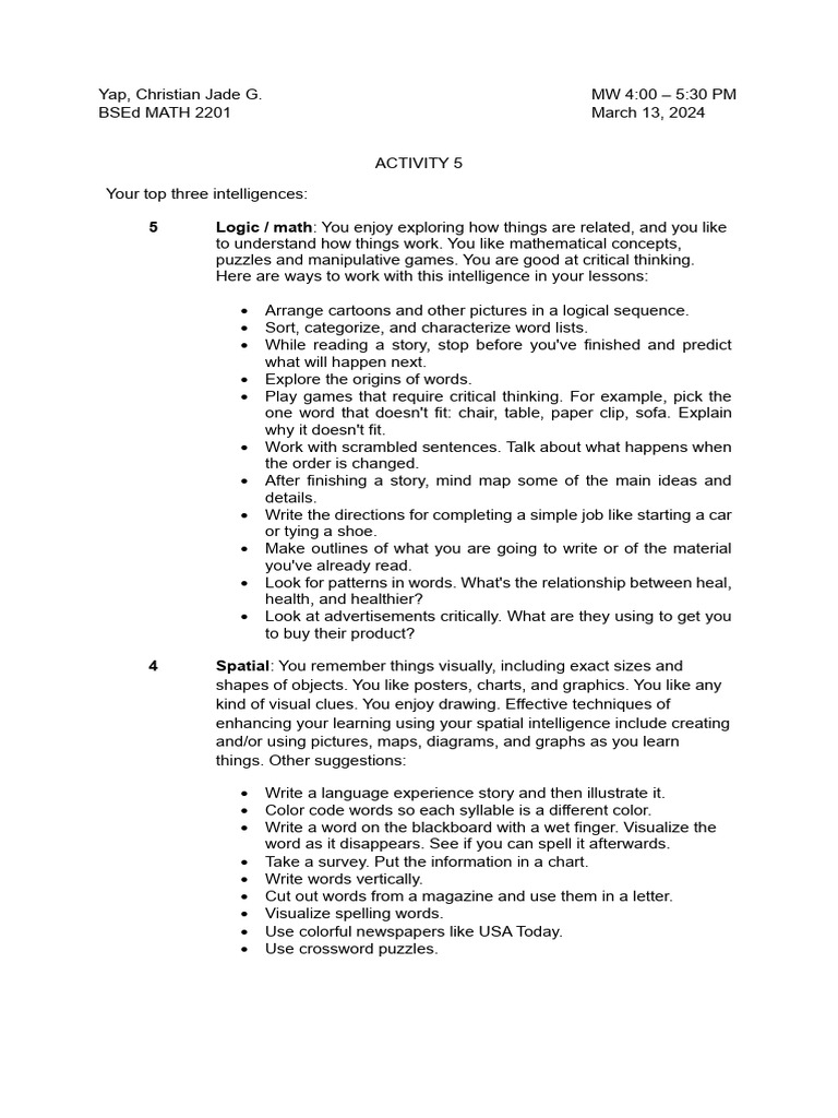 ED 108 Activity 5 | PDF