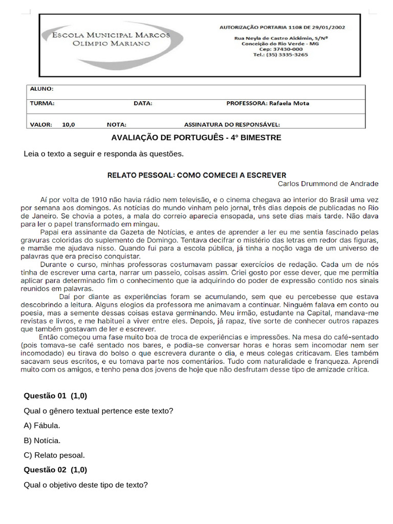 Prova de Portugues 41 MO | PDF