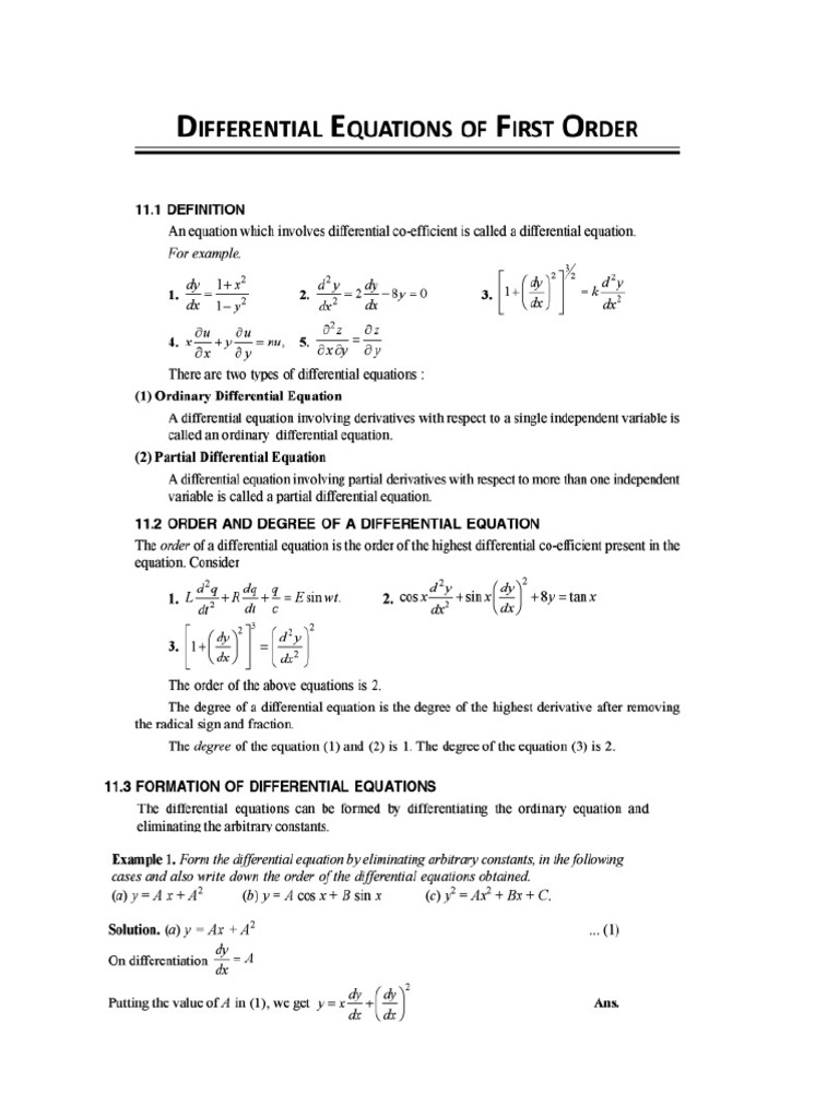 Differential Equation - Solution of First Order & First Degree - Unit 2 ...