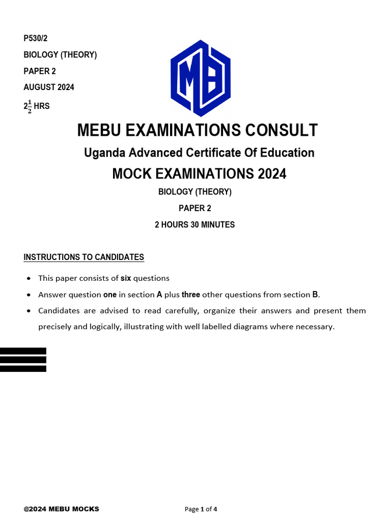 Bio Paper 2 2024 | PDF