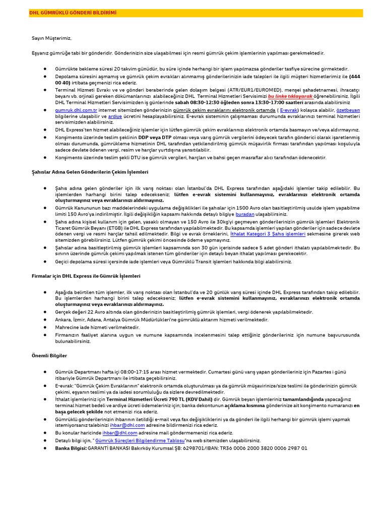 Gumruklu Gonderi Bildirim-Customs Bond Arrival Notificate 2 | PDF