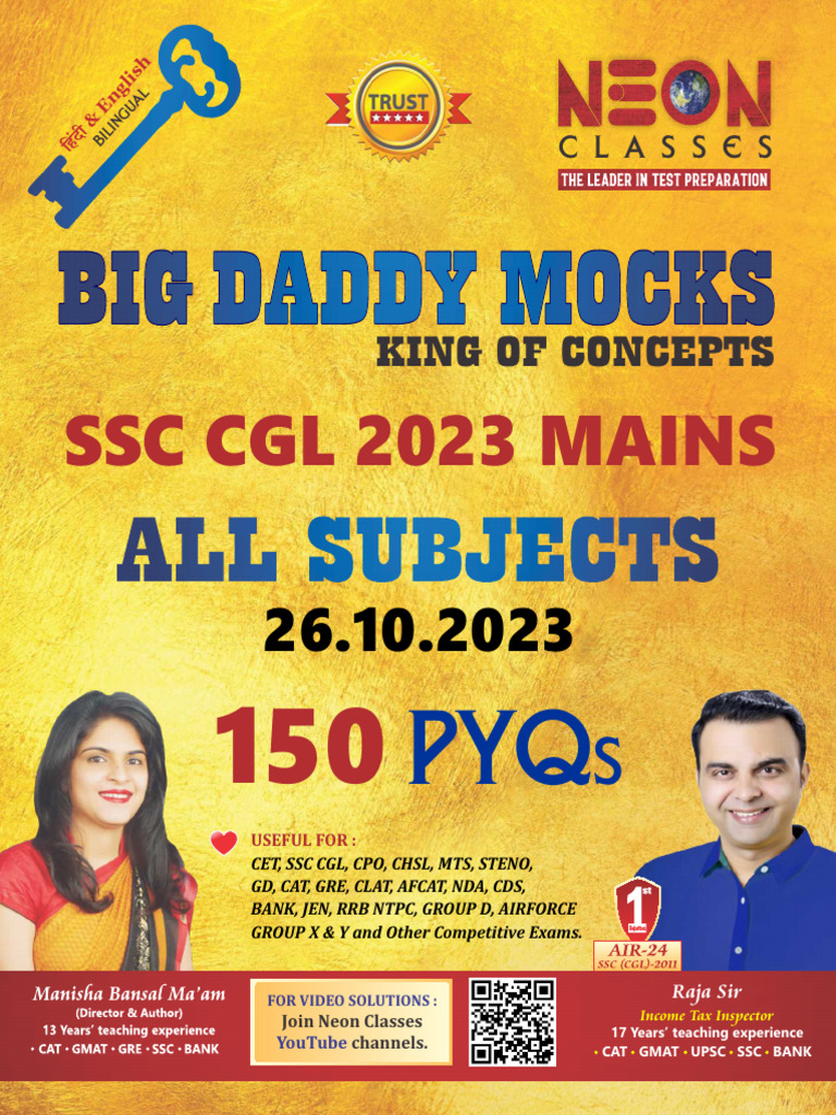 SSC CGL Mains 2023 26.10.2023 All Subjects Big Daddy Mocks | PDF