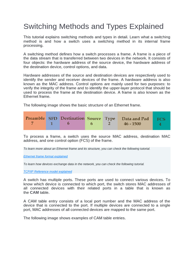 Switching Methods and Types Explained PDF