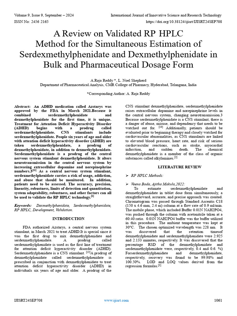 RP-HPLC Method for Serdexmethylphenidate | PDF | High Performance ...