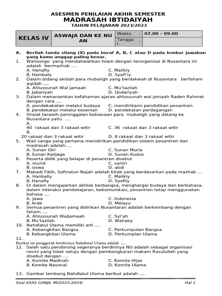 Menjelajahi Keindahan Asmaul Husna: Panduan Soal Ulangan Kelas 4 Semester Ganjil