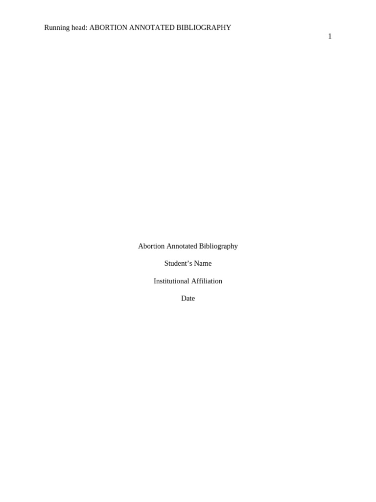Abortion Annotated Bibliography | PDF | Abortion | Abortion Rights ...