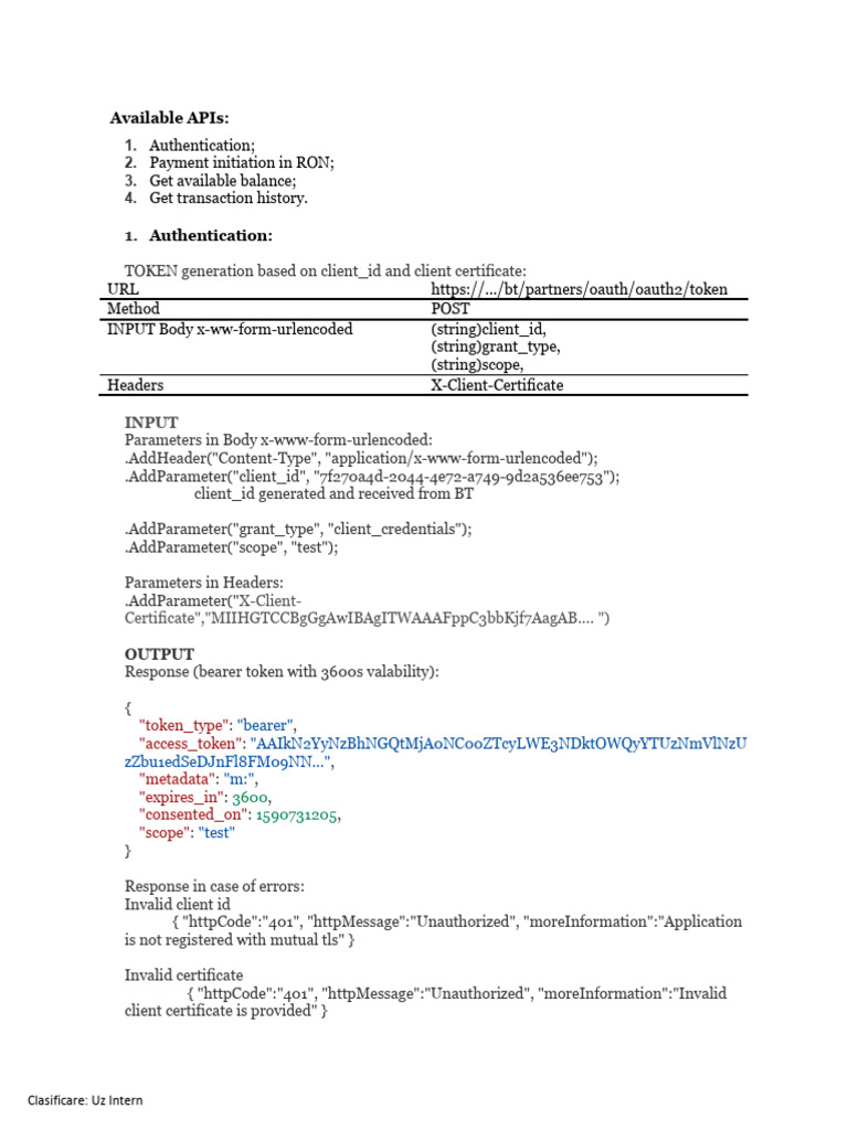 Technical Documentation For BT - APIs | PDF