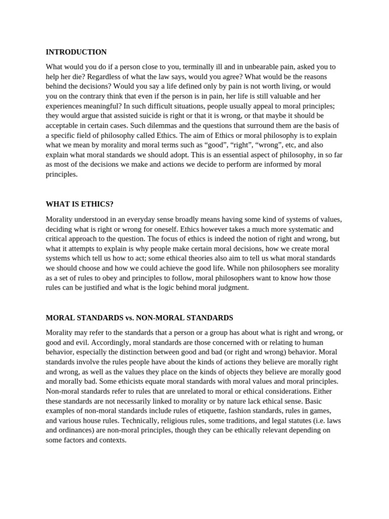 Understanding Ethics and Moral Standards | PDF | Morality | Free Will