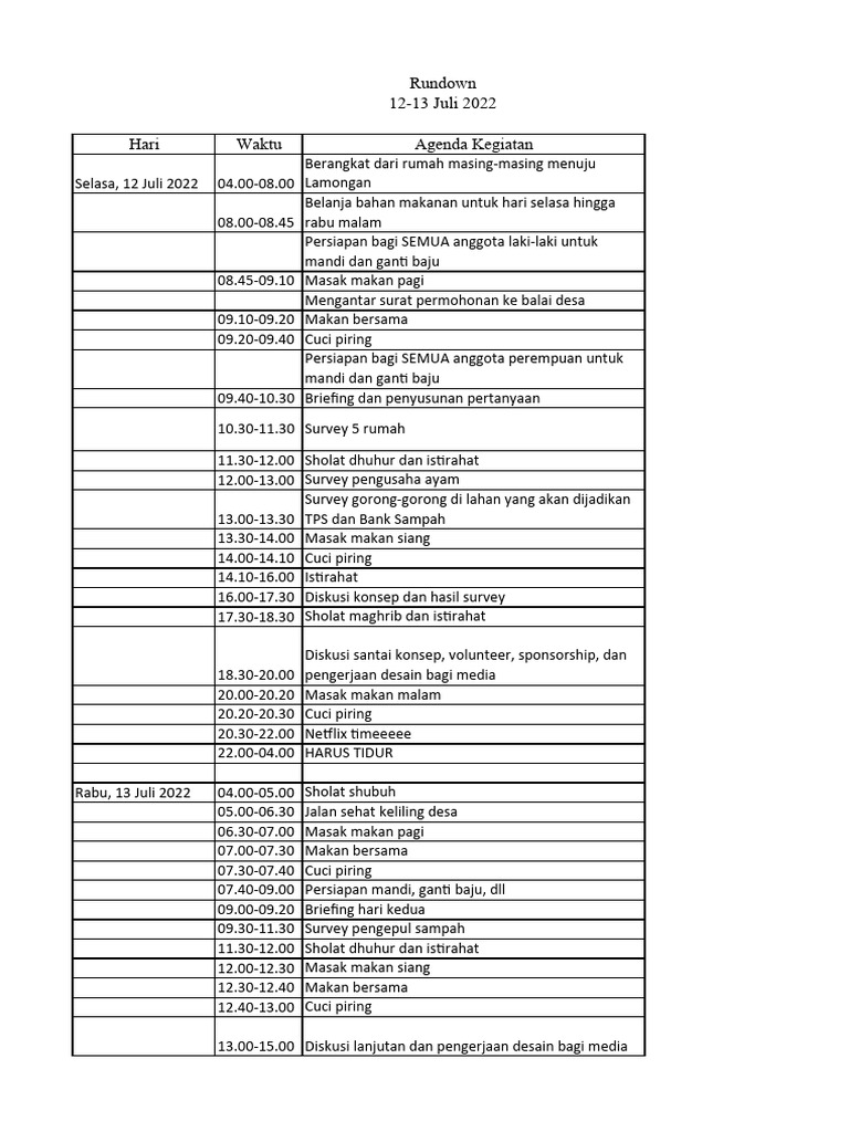 Rencana Kegiatan Pdf