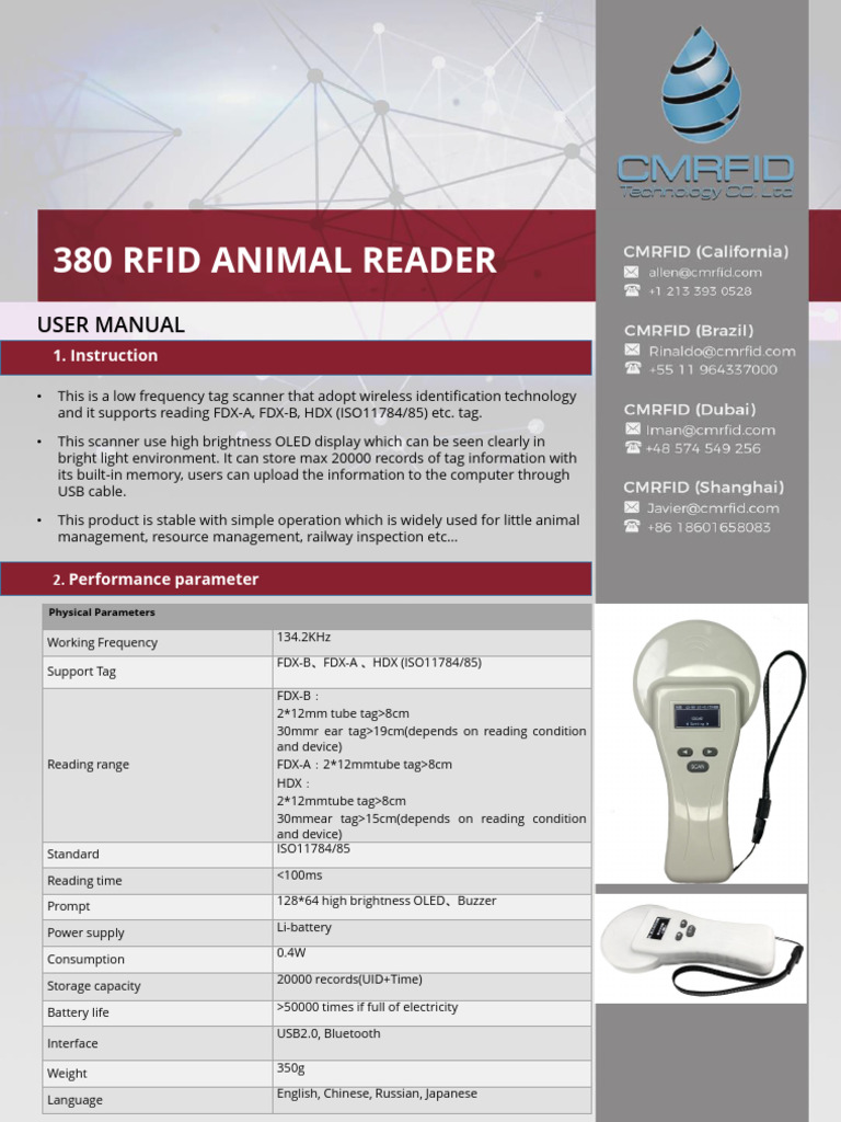 CMRFID 380 Animal Reader | PDF