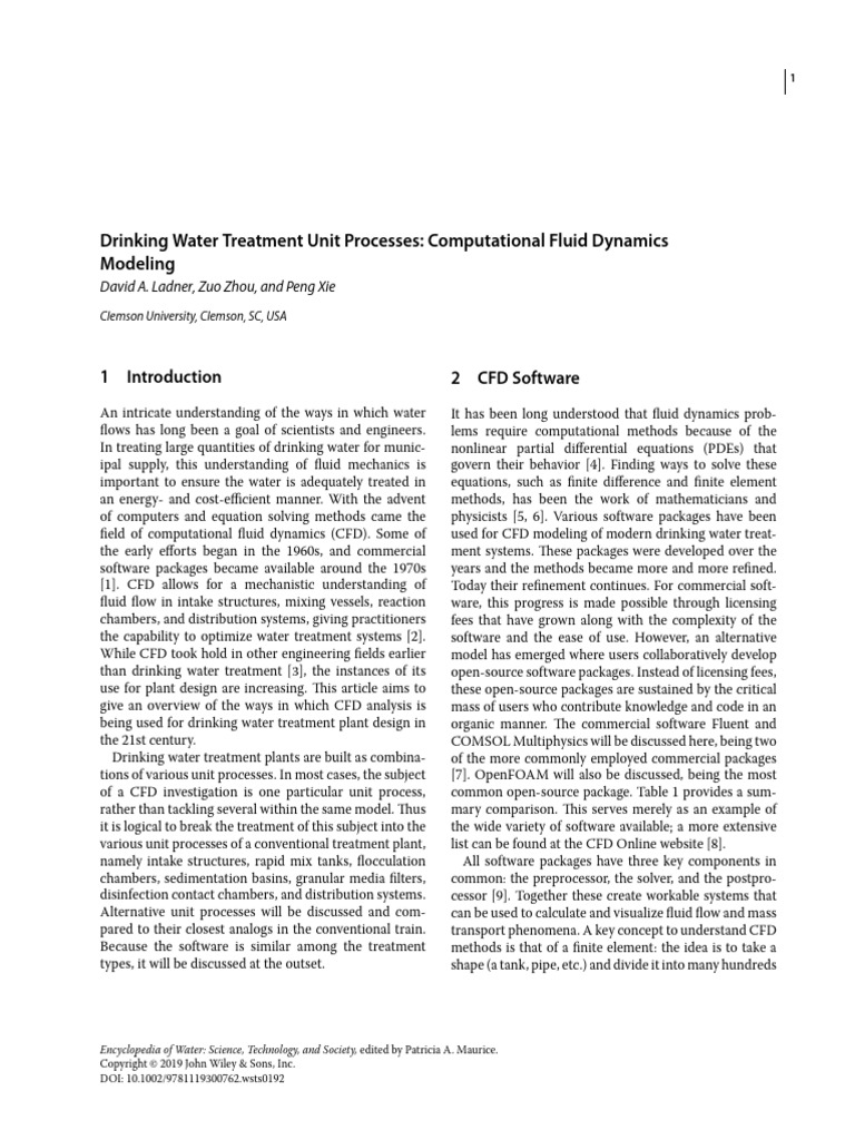 Drinking Water Treatment Unit Processes Computational Fluid Dynamics | PDF