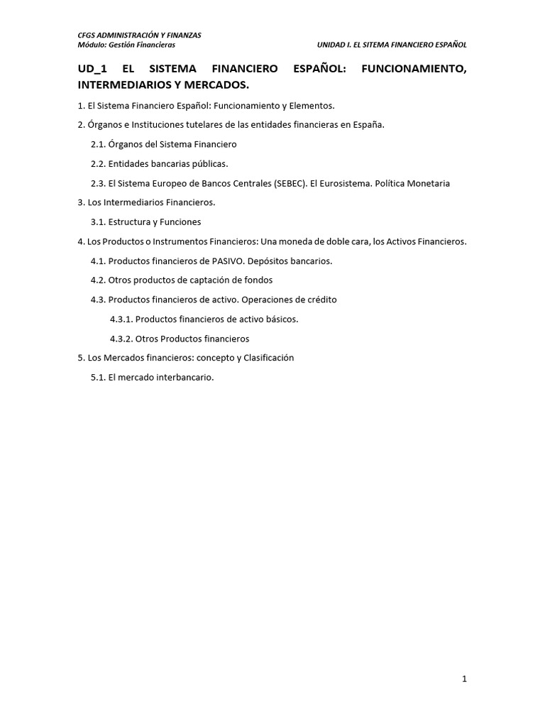 Sistema Financiero Español: Estructura y Funciones | PDF | Bancos ...