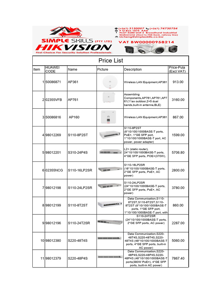 HUAWEI Datacom Reseller Price List-First Available (By Air) | PDF