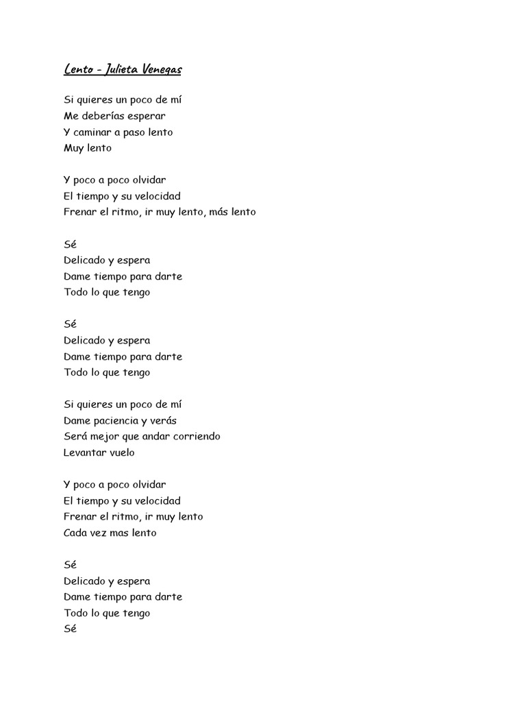 Lento - Julieta Venegas | PDF