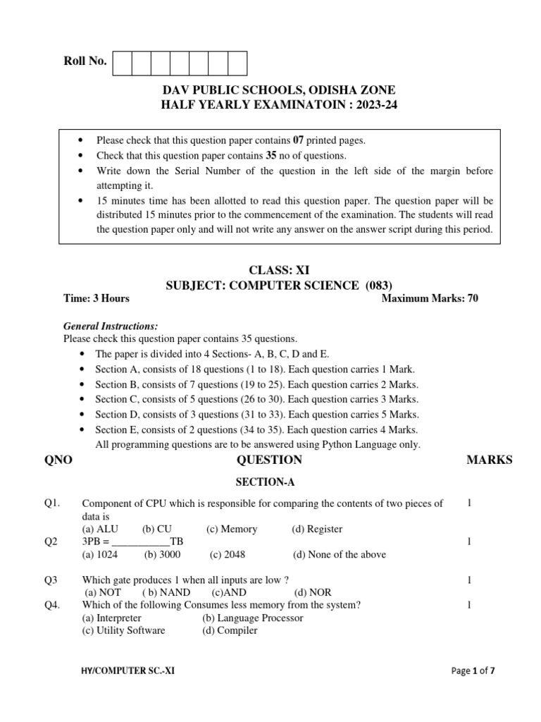 Hy Computer Science 23 - 24 | PDF