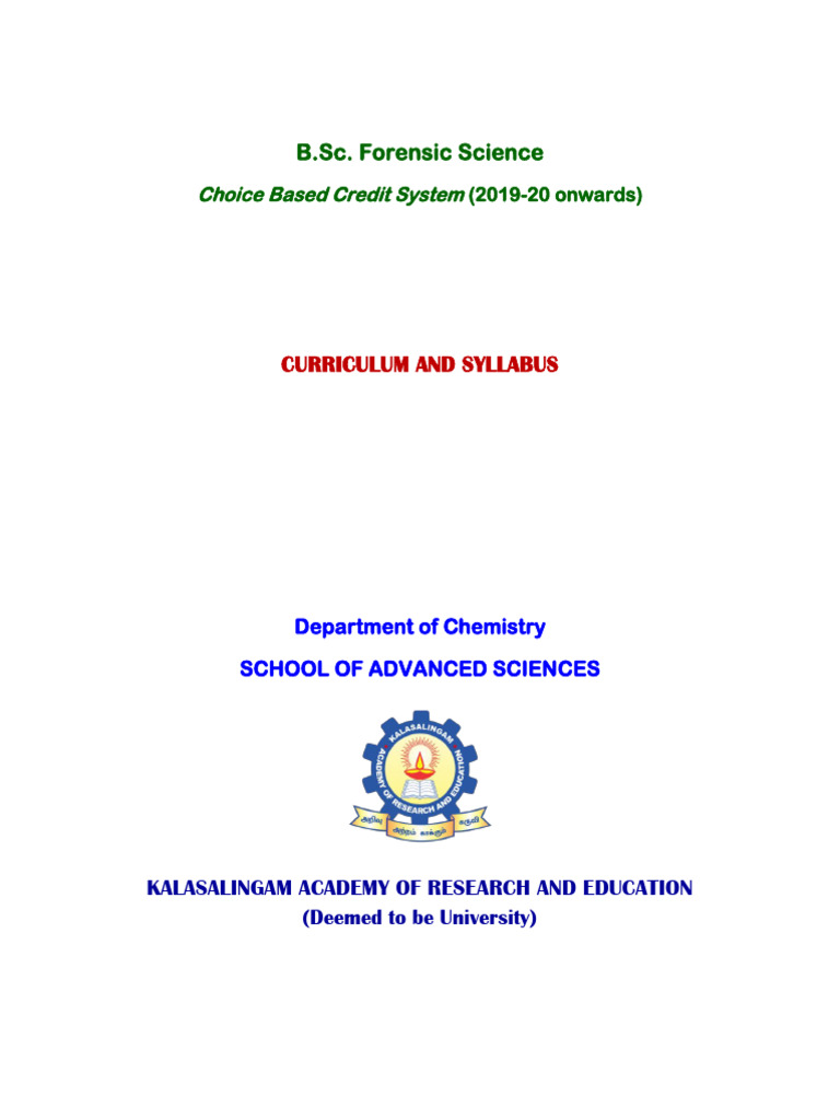 B.SC - Forensic Science CBCS Curriculum and Syllabus 2019 | PDF