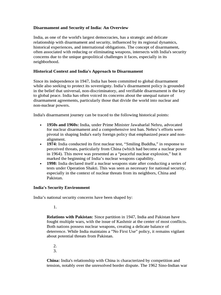 Disarmament and Security | PDF | Treaty On The Non Proliferation Of ...