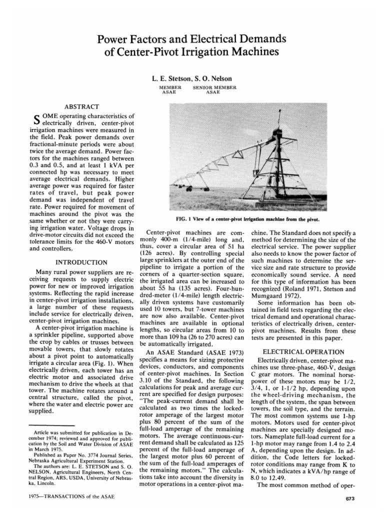 Photo inspiration: Stetson Power Factors And Electrical Demands Of Pivots Photo Inspiration