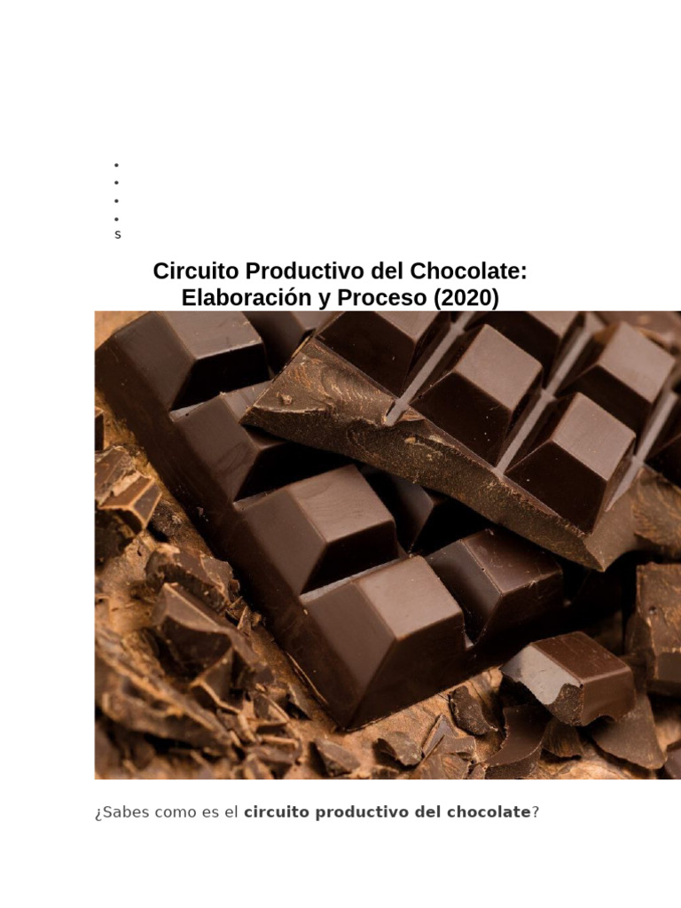 Circuito Productivo Del Chocolate: Elaboración y Proceso (2020) | PDF