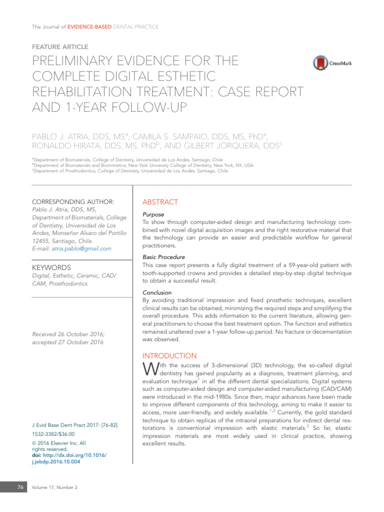 Atria, P.J. Preliminary Evidence For The Complete Digital Esthetic ...