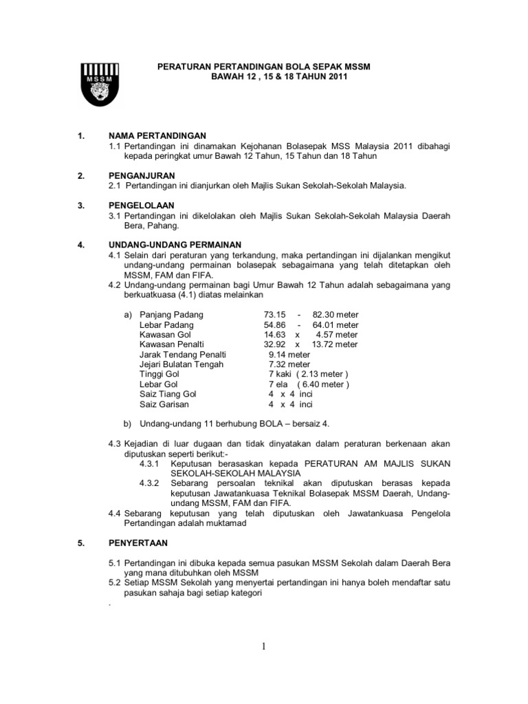 Peraturan An Bolasepak Mssm 1