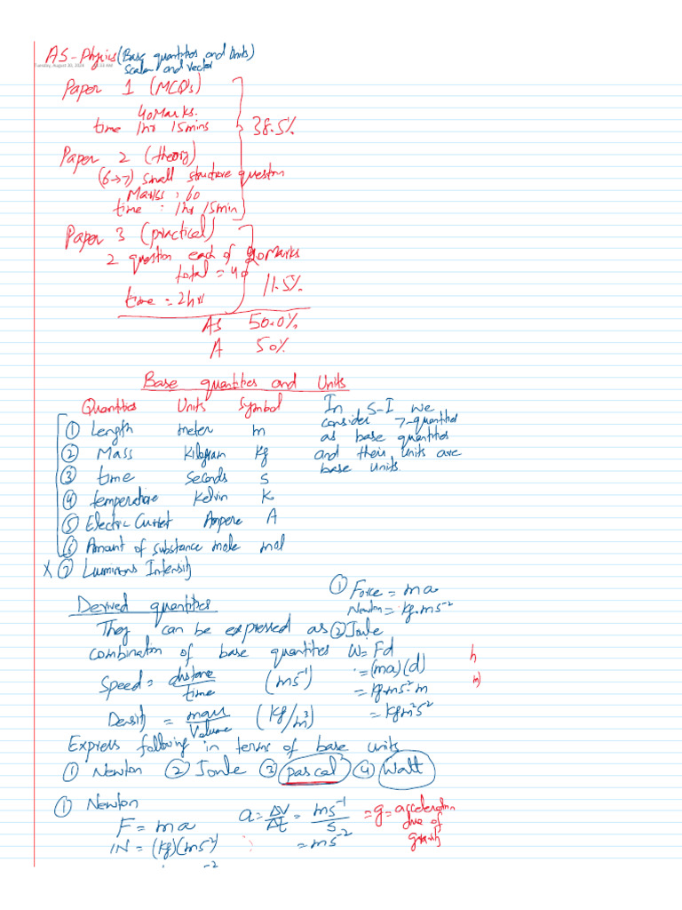 Physics (Base Quartiles and Units) PDF