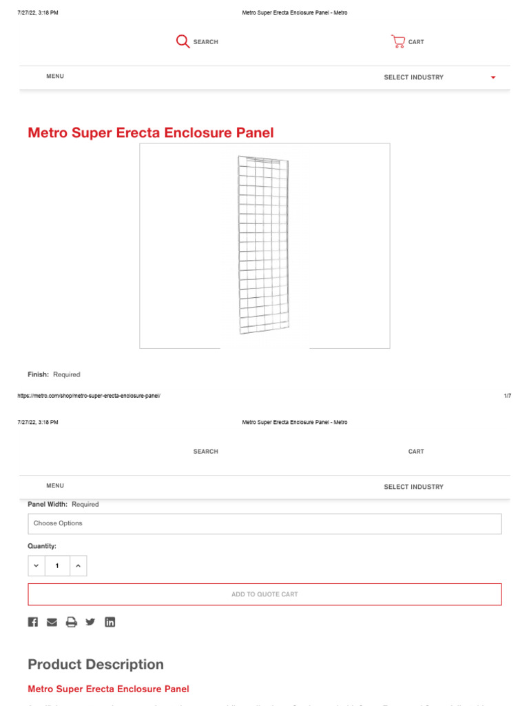 Metro Super Erecta Enclosure Panel - Metro | PDF