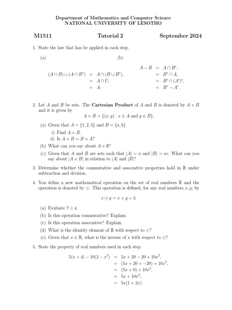 M1511Tut2 2024 | PDF
