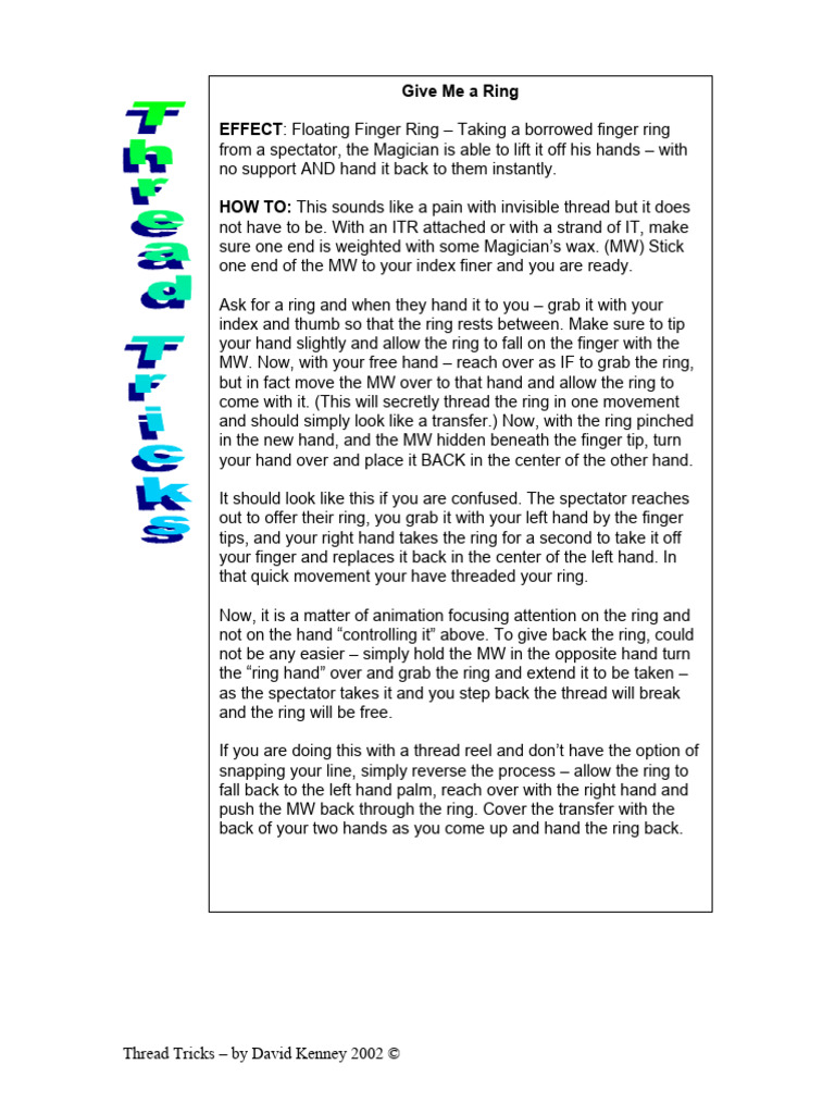Mastering Thread Magic Tricks | PDF | Hand