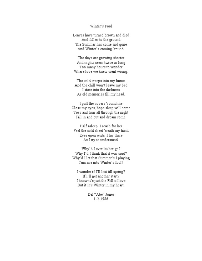 Winter's Fool | PDF | Mystery, Thriller & Crime Fiction | Poetry