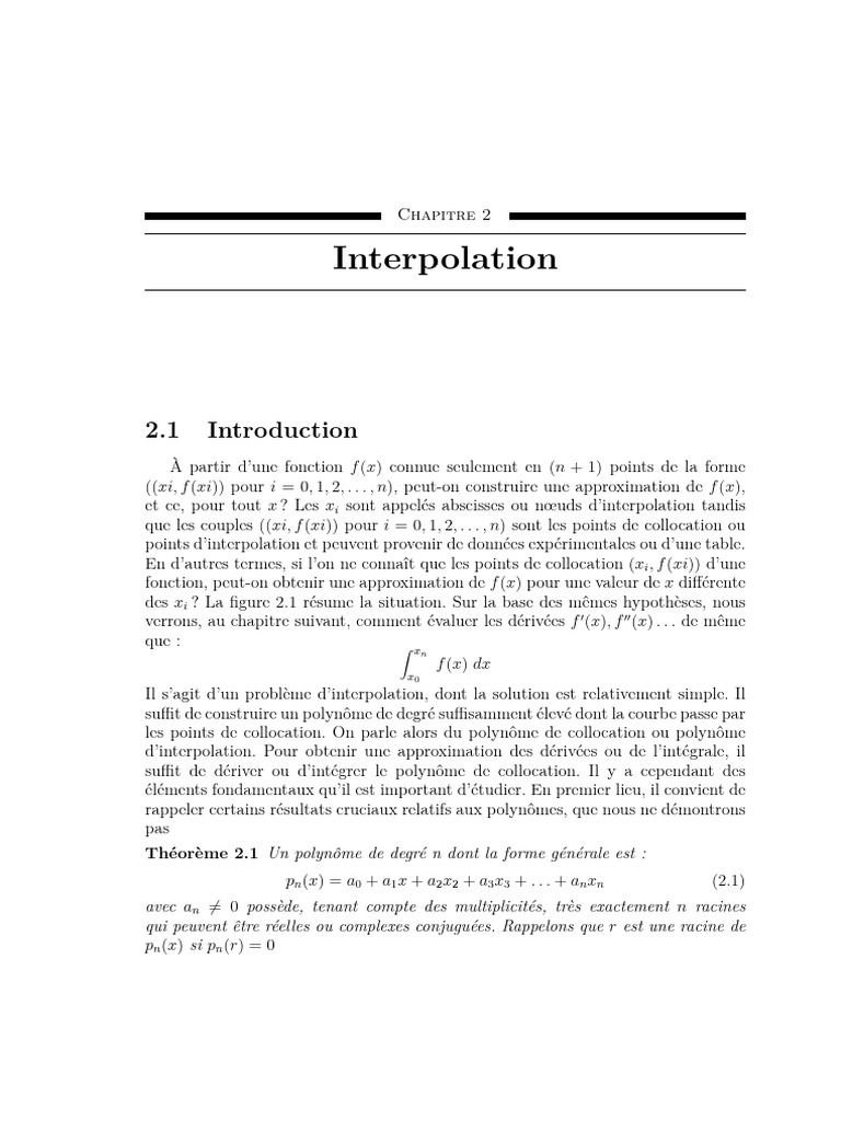 Chapitre 2 Interpolation | PDF