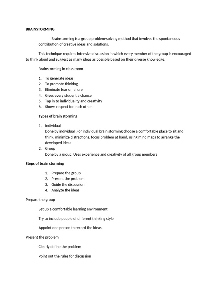 Brainstorming Pdf Brainstorming Self Improvement