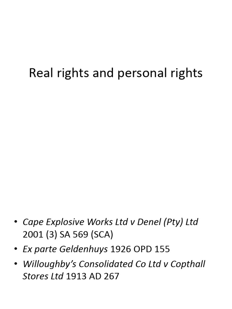 Real Rights and Personal Rights Notes | PDF