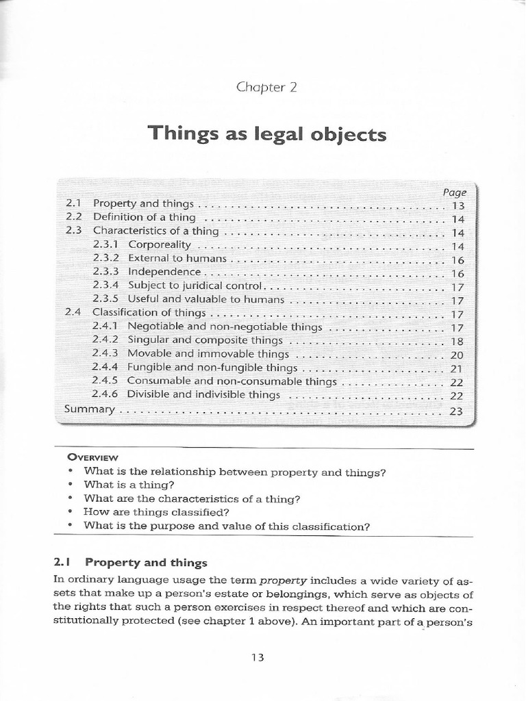 Chapter 2-Things As Legal Objects | PDF