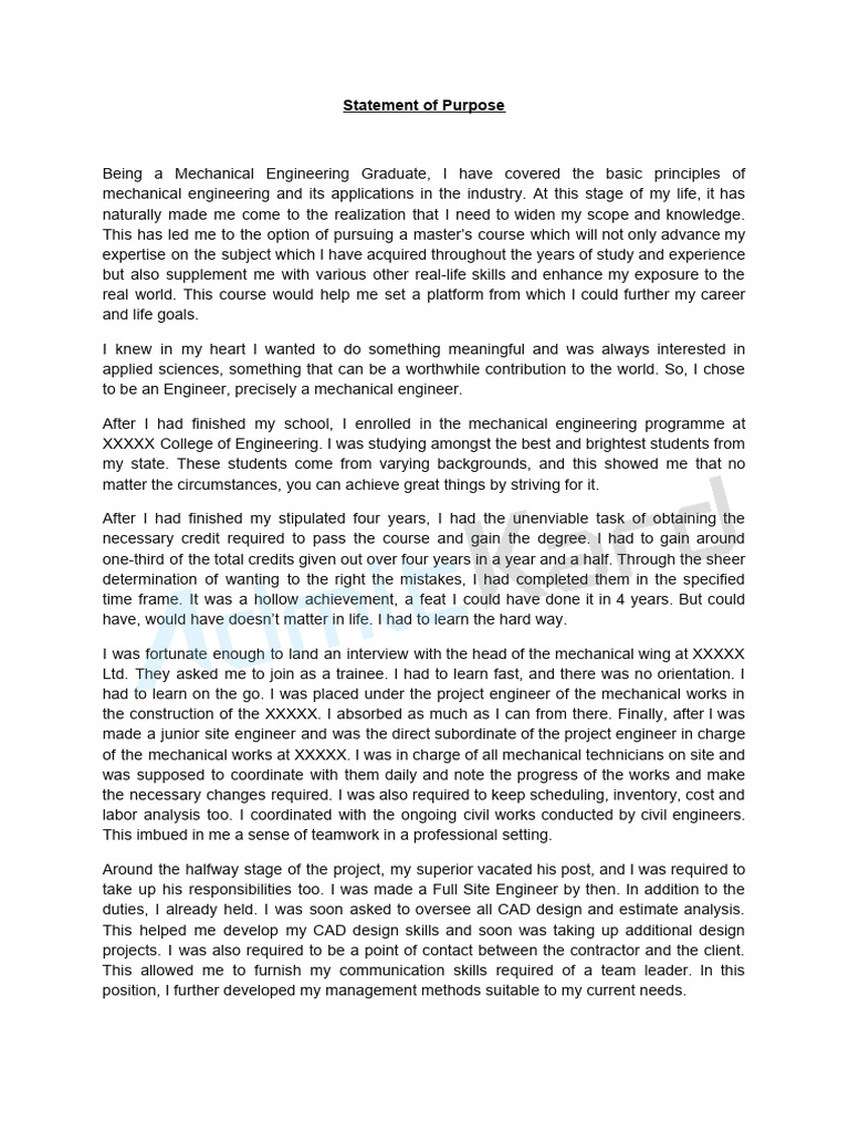 MBA With Engineering SOP Sample 1 | PDF | Foreign Language Studies