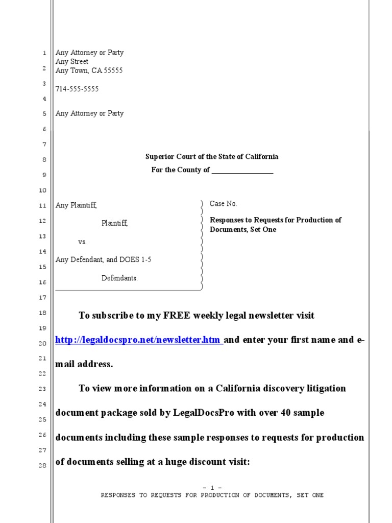 sample-responses-to-requests-for-production-of-documents-for-california