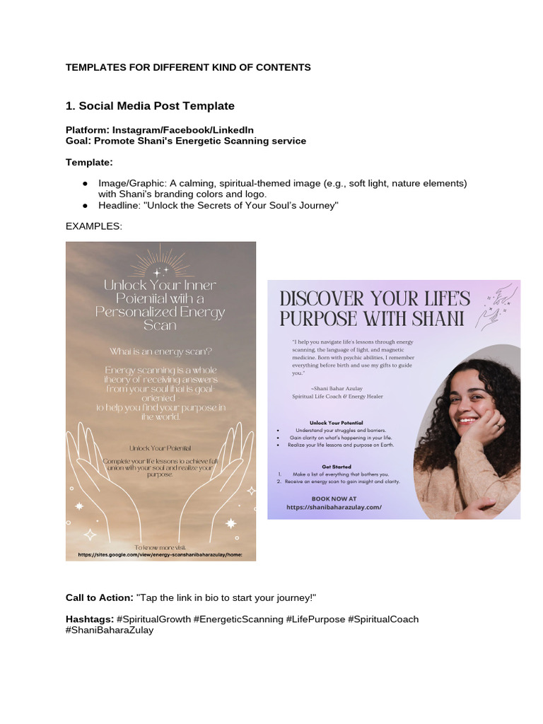Example Templates For Contents | PDF