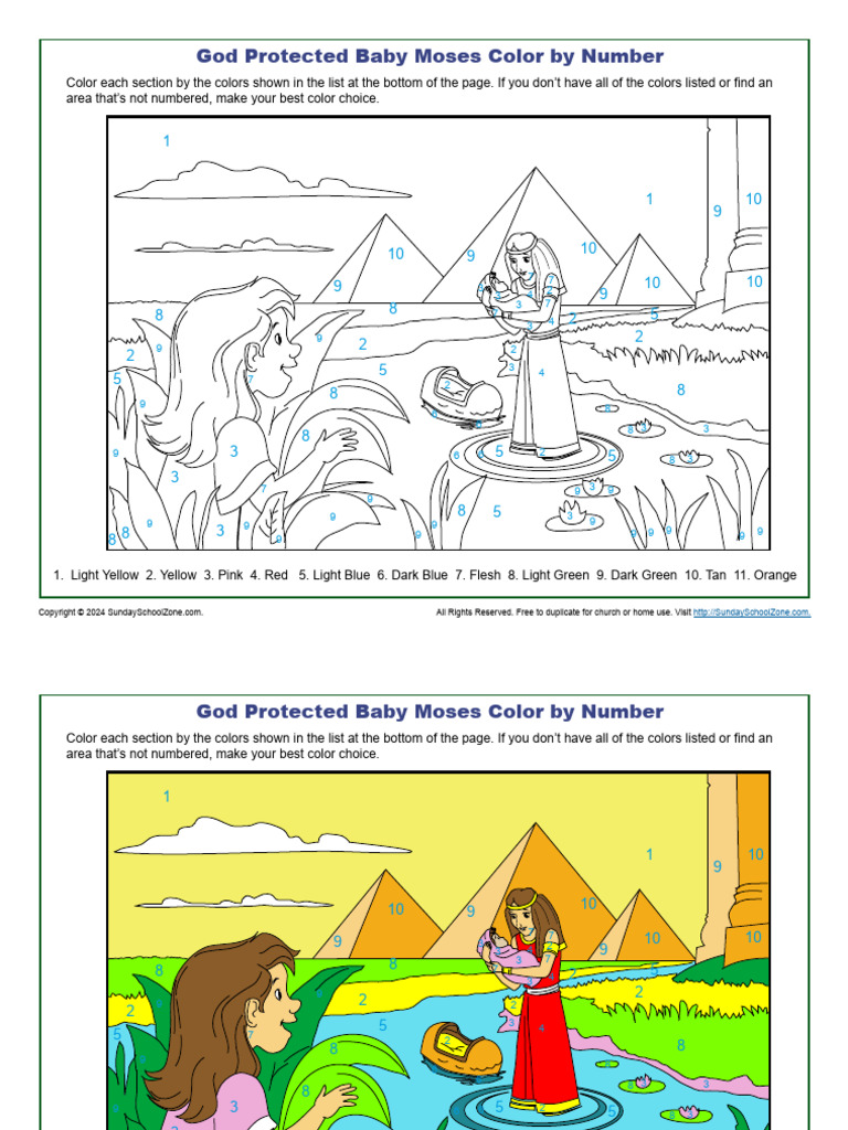 God-Protected-Baby-Moses-Color-by-Number | PDF