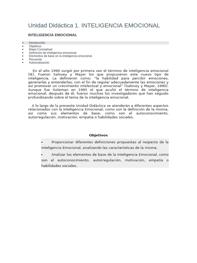 Mapa Conceptual de Inteligencia Emocional | PDF | Las emociones ...