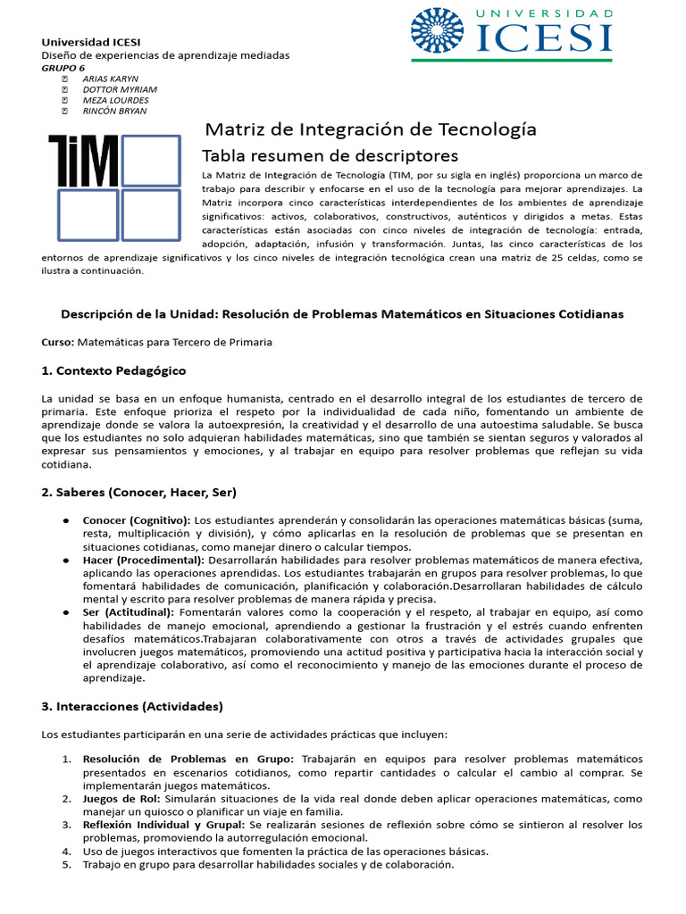Matriz TIM | PDF