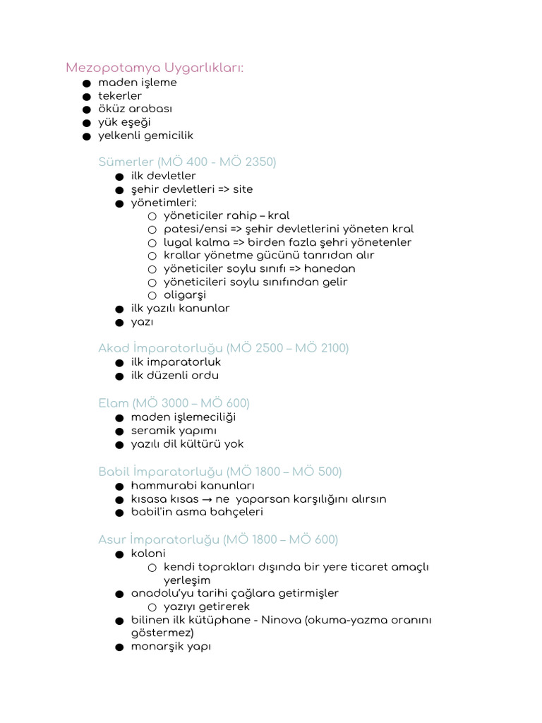 Turkish History Notes - 10th Grade | PDF