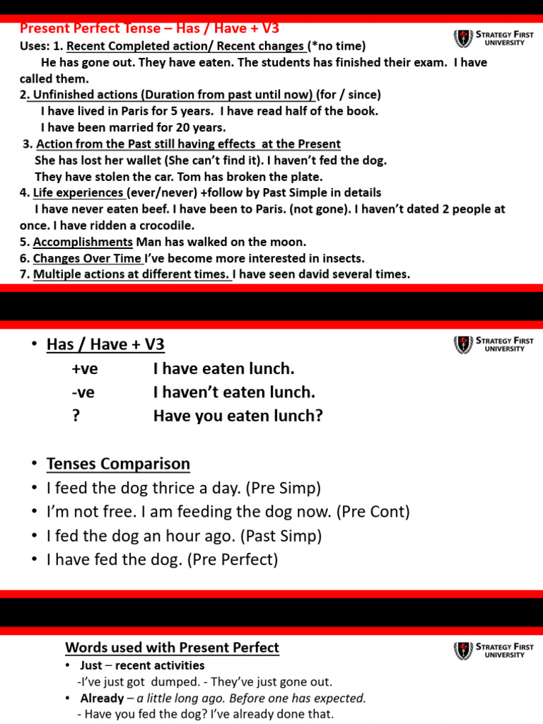 Present Perfect Tense Explained | PDF | Language Mechanics | Grammar