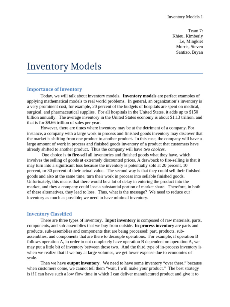 Inventory Basics Pdf