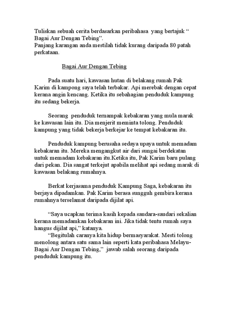 Tuliskan Sebuah Cerita Berdasarkan Peribahasa Yang Bertajuk Pdf