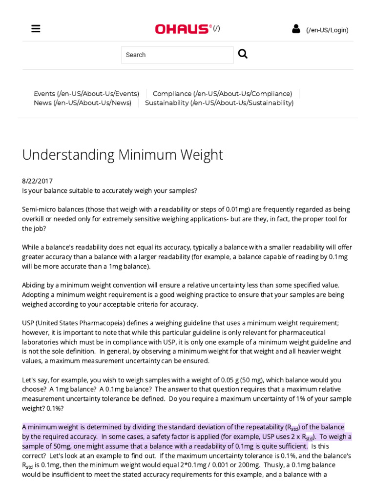Understanding Minimum Weight - OHAUS | PDF