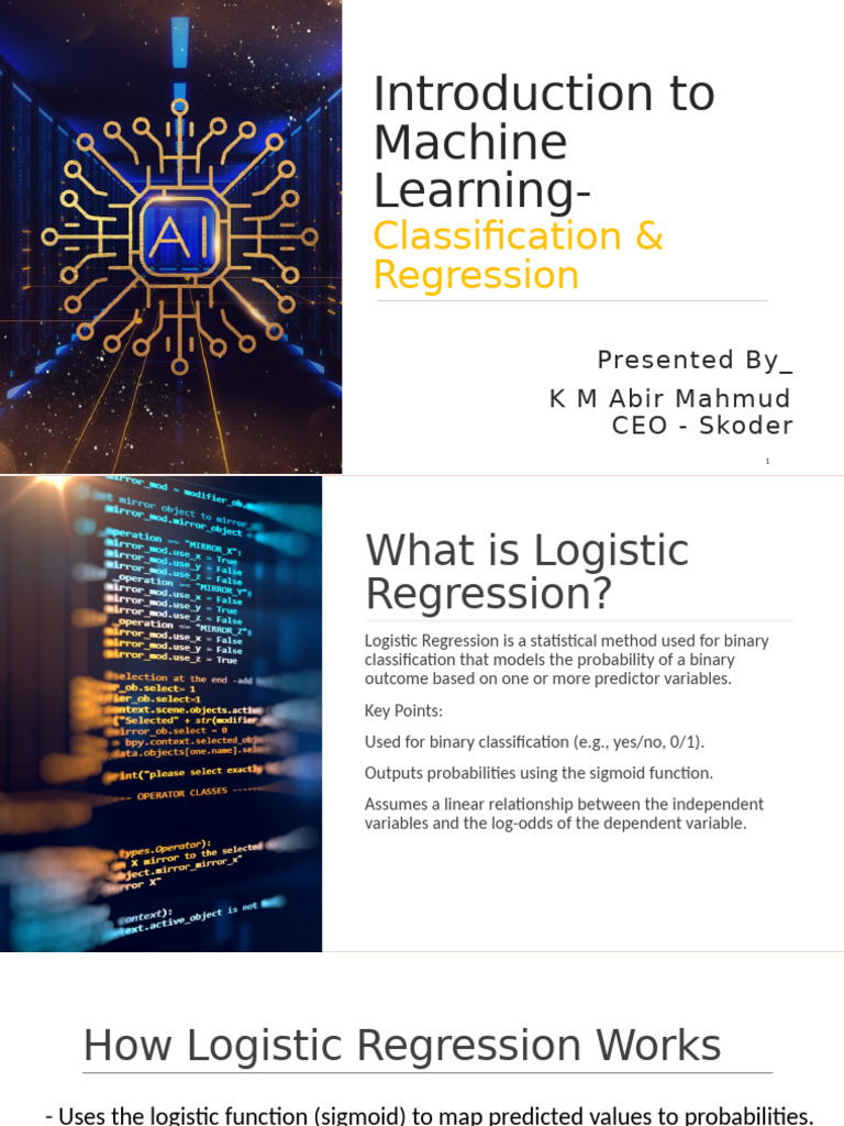 Introduction To Machine Learning and Logistic Regression | PDF ...