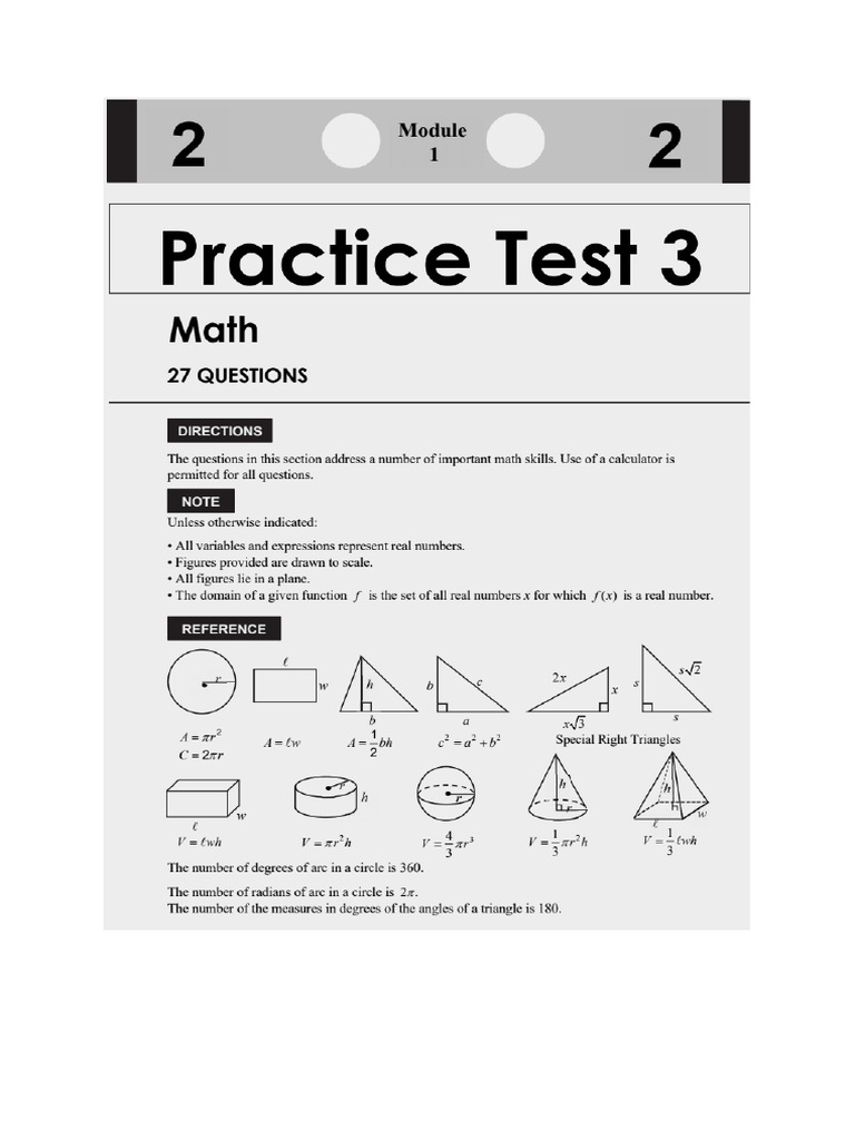 SAT Math Practice Test 3 Module 1 | PDF